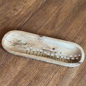 Wooden Tray with Floral Design